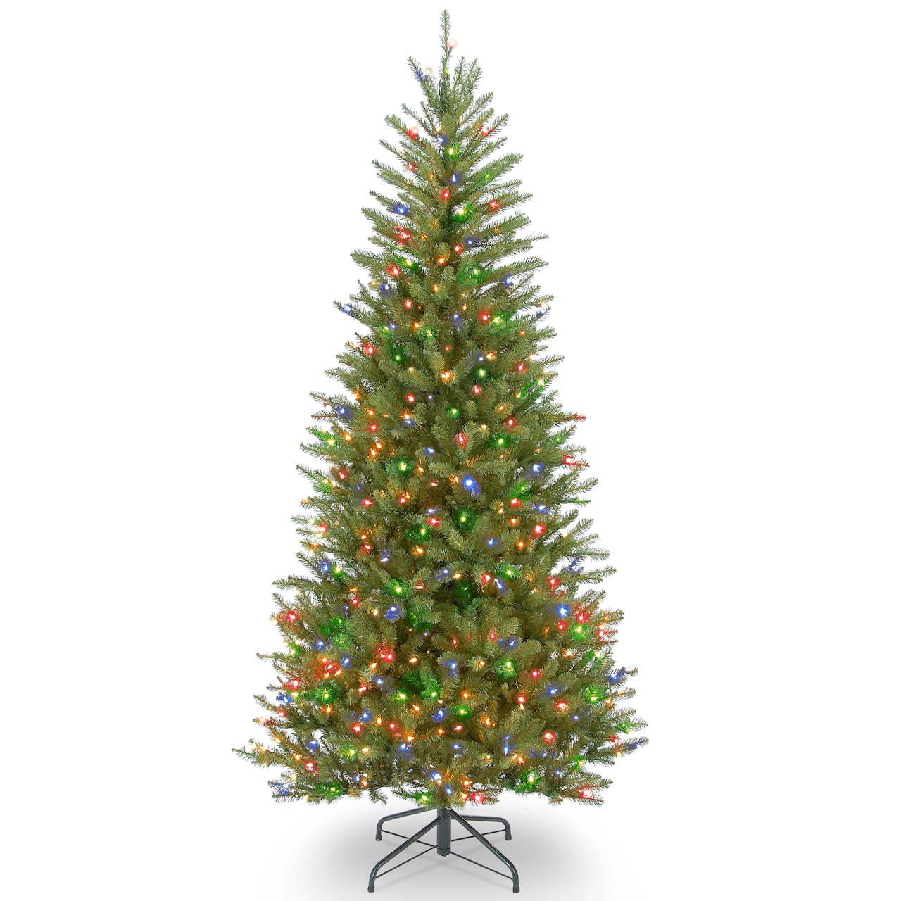 7.5 ft. Pre-Lit Dunhill® Fir Slim Artificial Christmas Tree, Multicolor Lights
